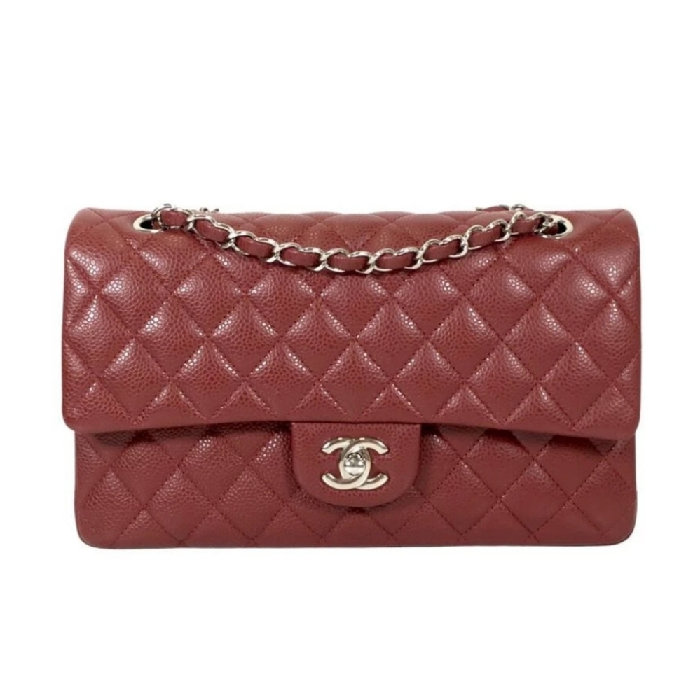 Chanel Burgundy Caviar Classic Double Flap M/L
